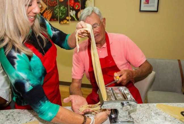 Instructor teaching a cooking class